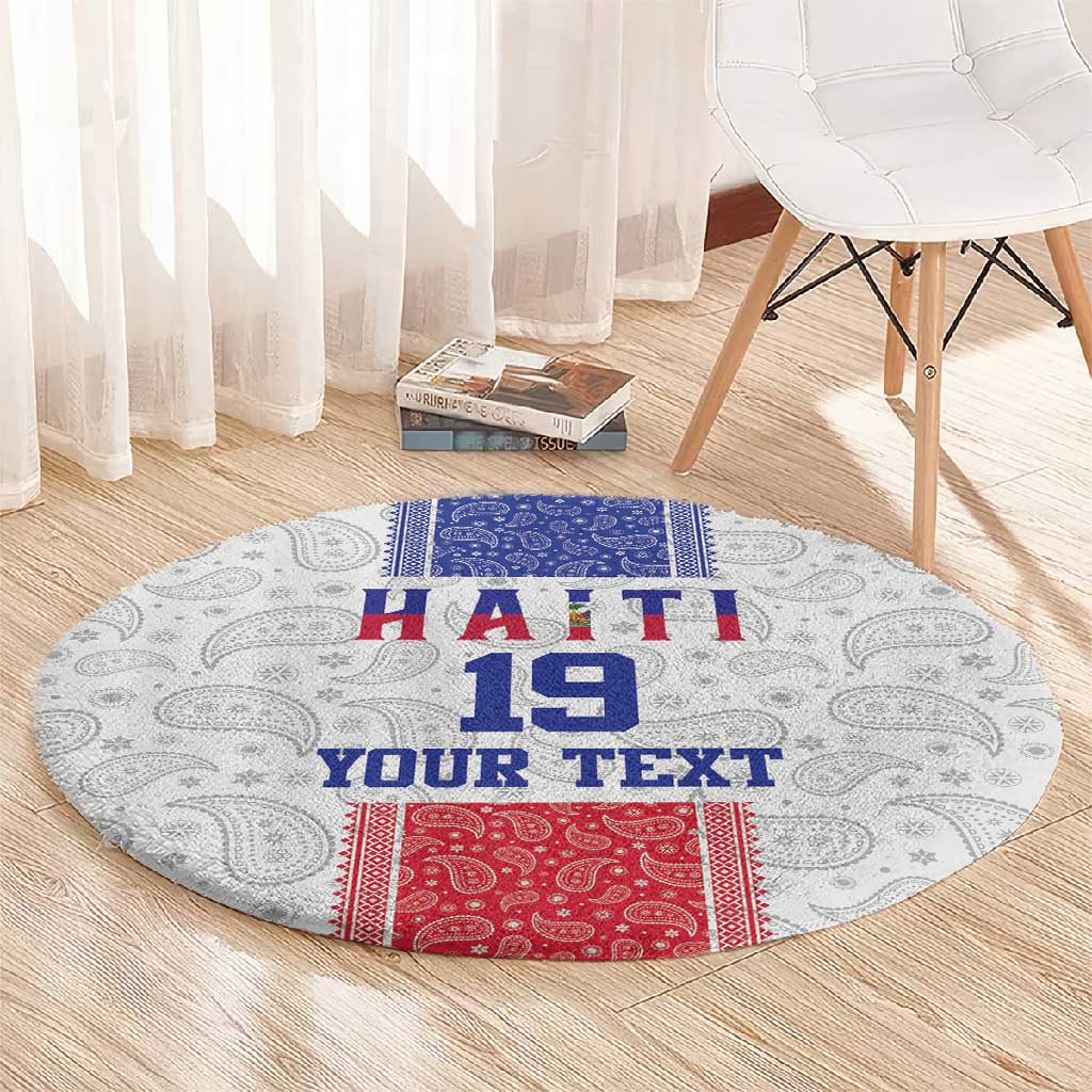 Custom Afro-Haitians Football Round Carpet Paisley Flag Pattern Design - African Pride