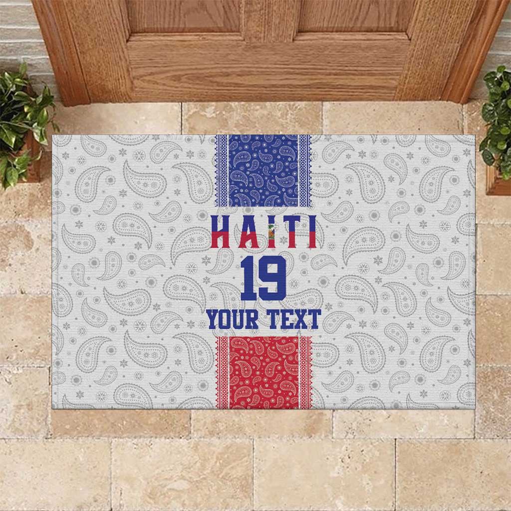 Custom Afro-Haitians Football Rubber Doormat Paisley Flag Pattern Design - African Pride