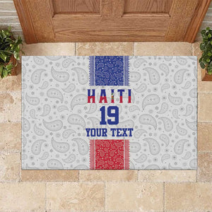 Custom Afro-Haitians Football Rubber Doormat Paisley Flag Pattern Design - African Pride