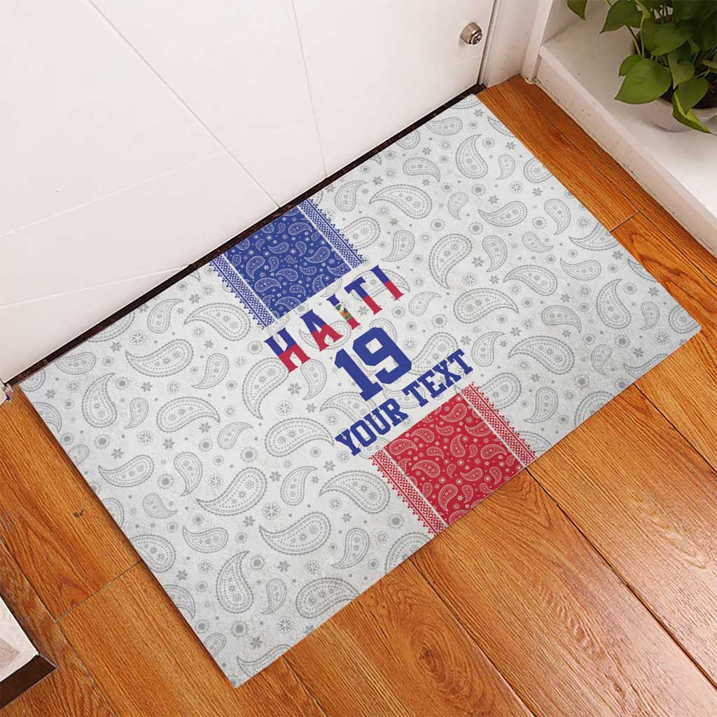 Custom Afro-Haitians Football Rubber Doormat Paisley Flag Pattern Design - African Pride