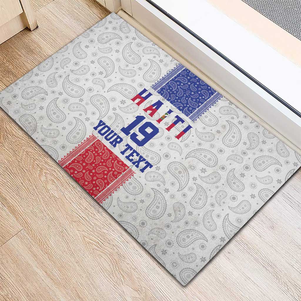 Custom Afro-Haitians Football Rubber Doormat Paisley Flag Pattern Design - African Pride