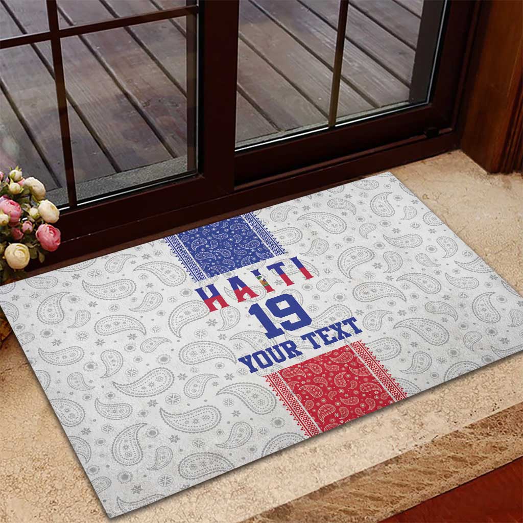 Custom Afro-Haitians Football Rubber Doormat Paisley Flag Pattern Design - African Pride
