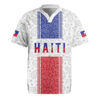 Custom Afro-Haitians Football Rugby Jersey Paisley Flag Pattern Design LT19