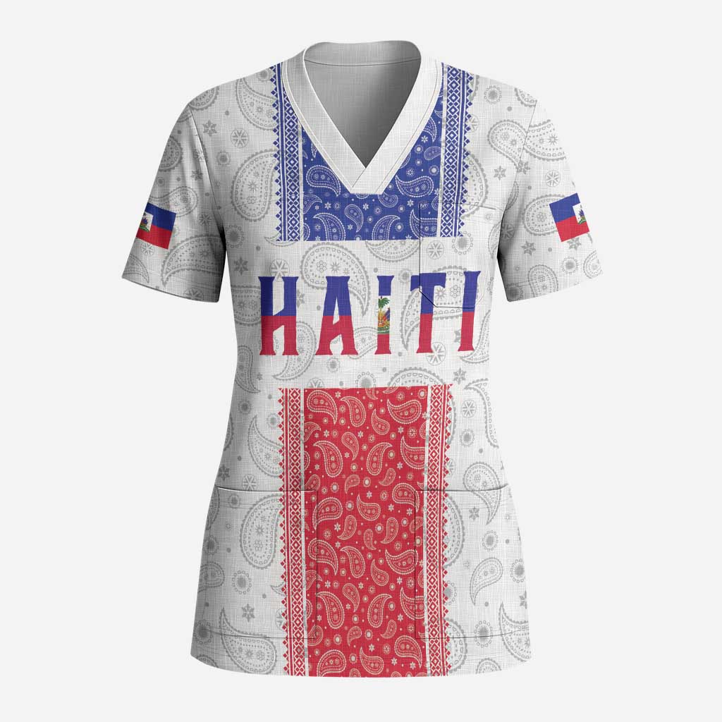 Custom Afro-Haitians Football Scrub Top Paisley Flag Pattern Design - African Pride