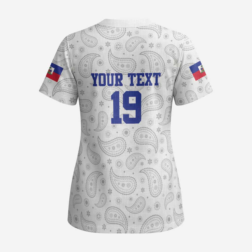 Custom Afro-Haitians Football Scrub Top Paisley Flag Pattern Design - African Pride
