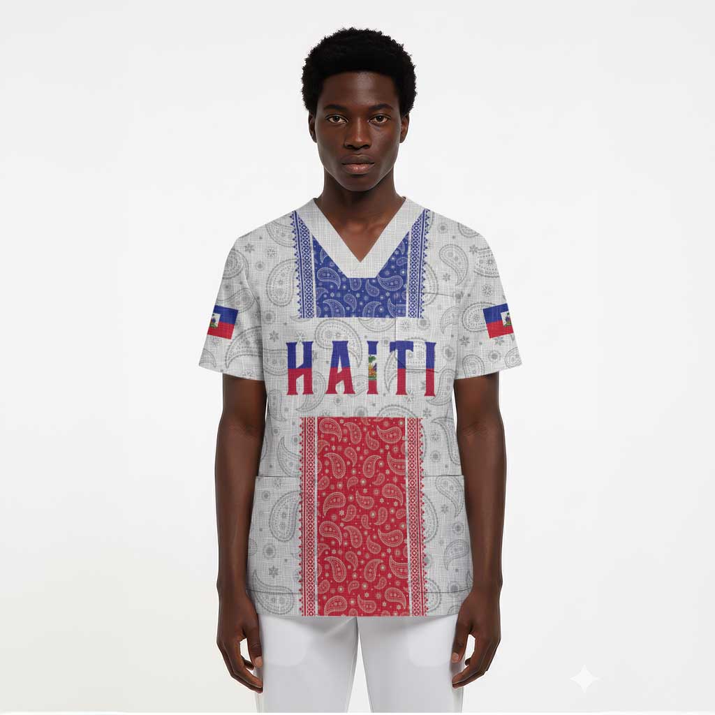 Custom Afro-Haitians Football Scrub Top Paisley Flag Pattern Design - African Pride