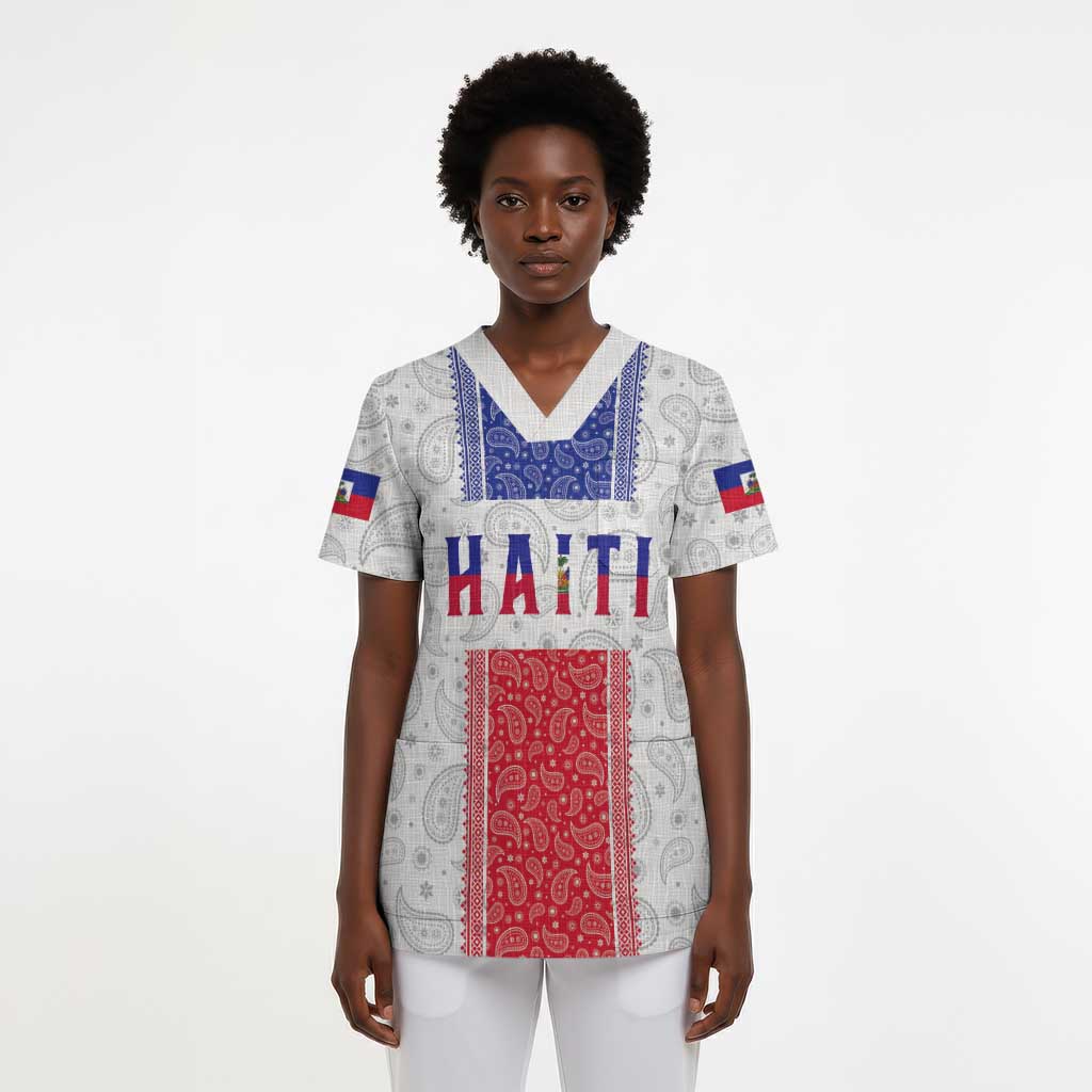 Custom Afro-Haitians Football Scrub Top Paisley Flag Pattern Design - African Pride
