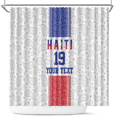 Custom Afro-Haitians Football Shower Curtain Paisley Flag Pattern Design - African Pride