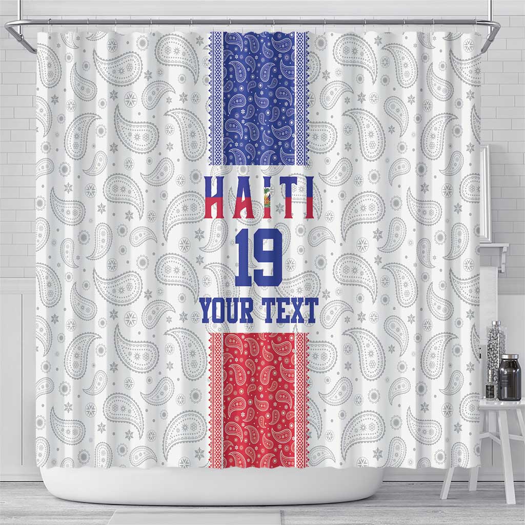 Custom Afro-Haitians Football Shower Curtain Paisley Flag Pattern Design - African Pride