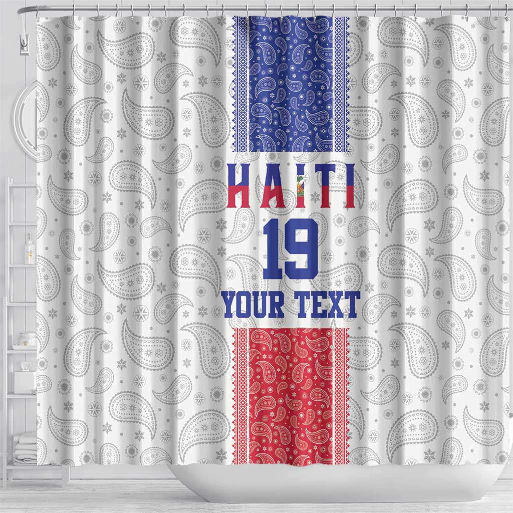 Custom Afro-Haitians Football Shower Curtain Paisley Flag Pattern Design - African Pride