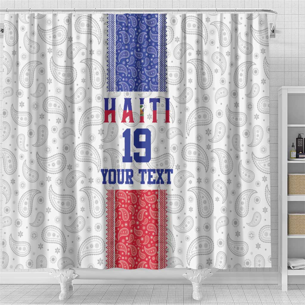 Custom Afro-Haitians Football Shower Curtain Paisley Flag Pattern Design - African Pride