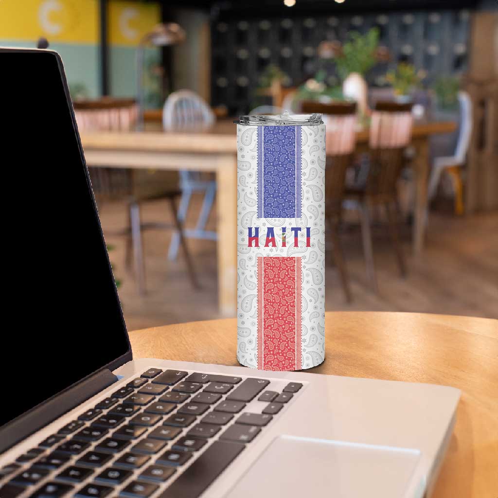 Custom Afro-Haitians Football Skinny Tumbler Paisley Flag Pattern Design - African Pride