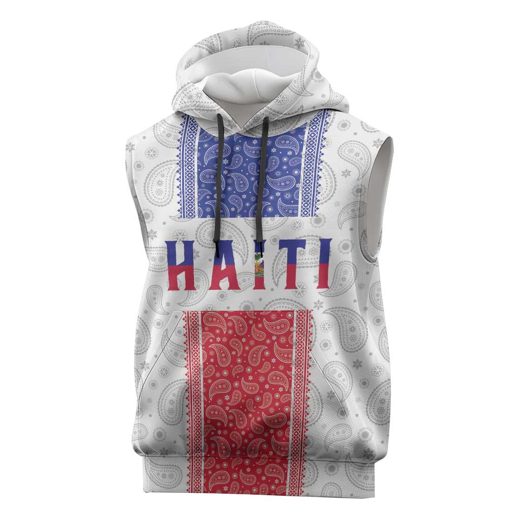 Custom Afro-Haitians Football Sleeveless Hoodie Paisley Flag Pattern Design - African Pride