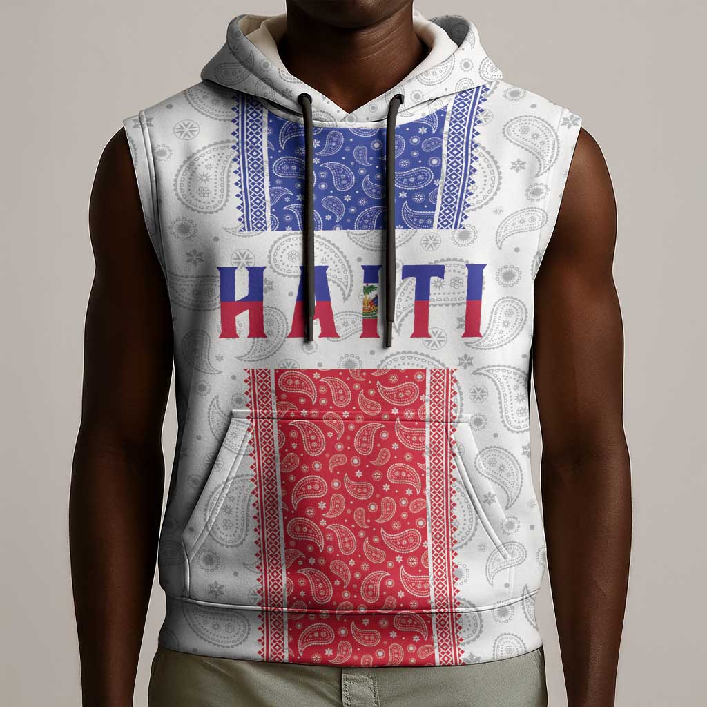 Custom Afro-Haitians Football Sleeveless Hoodie Paisley Flag Pattern Design - African Pride