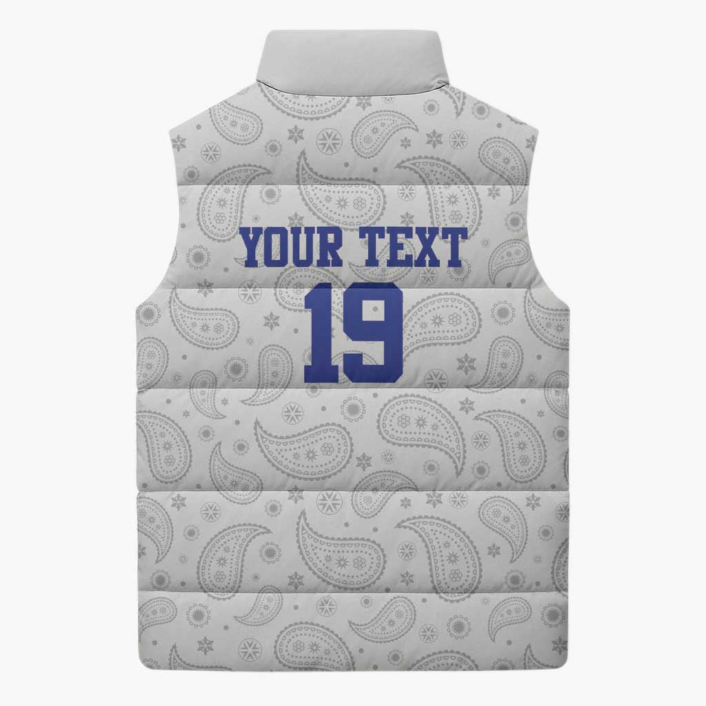 Custom Afro-Haitians Football Sleeveless Puffer Jacket Paisley Flag Pattern Design