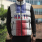 Custom Afro-Haitians Football Sleeveless Puffer Jacket Paisley Flag Pattern Design