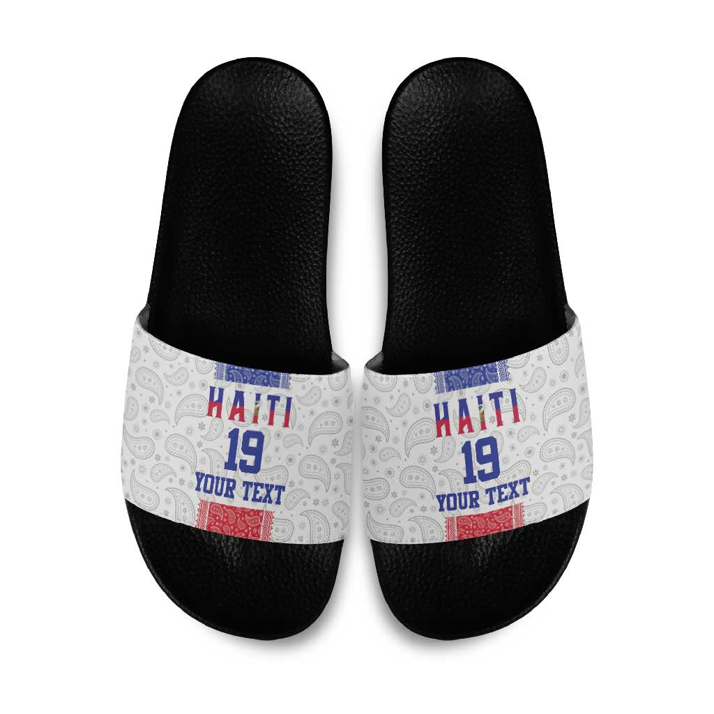 Custom Afro-Haitians Football Slide Sandals Paisley Flag Pattern Design