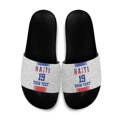 Custom Afro-Haitians Football Slide Sandals Paisley Flag Pattern Design