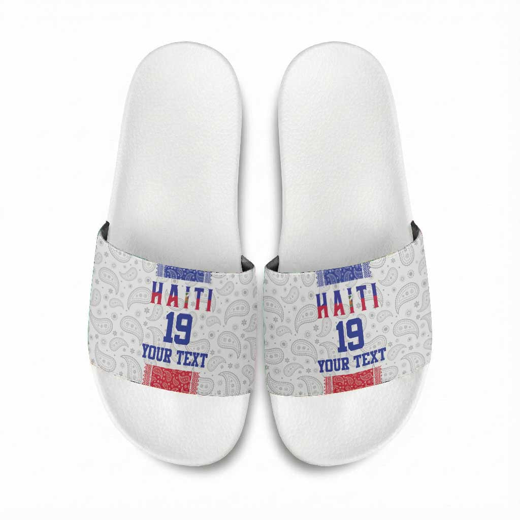 Custom Afro-Haitians Football Slide Sandals Paisley Flag Pattern Design