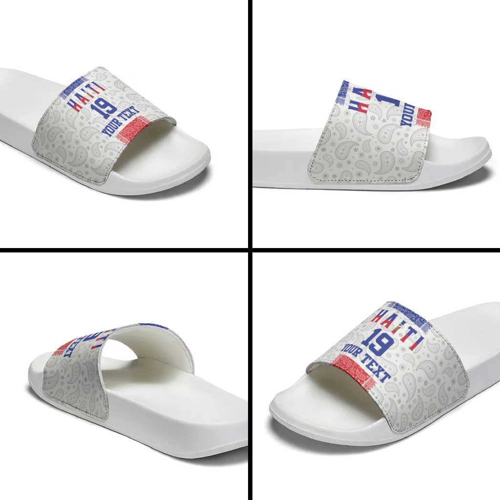 Custom Afro-Haitians Football Slide Sandals Paisley Flag Pattern Design