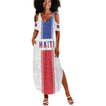 Custom Afro-Haitians Football Summer Maxi Dress Paisley Flag Pattern Design LT19