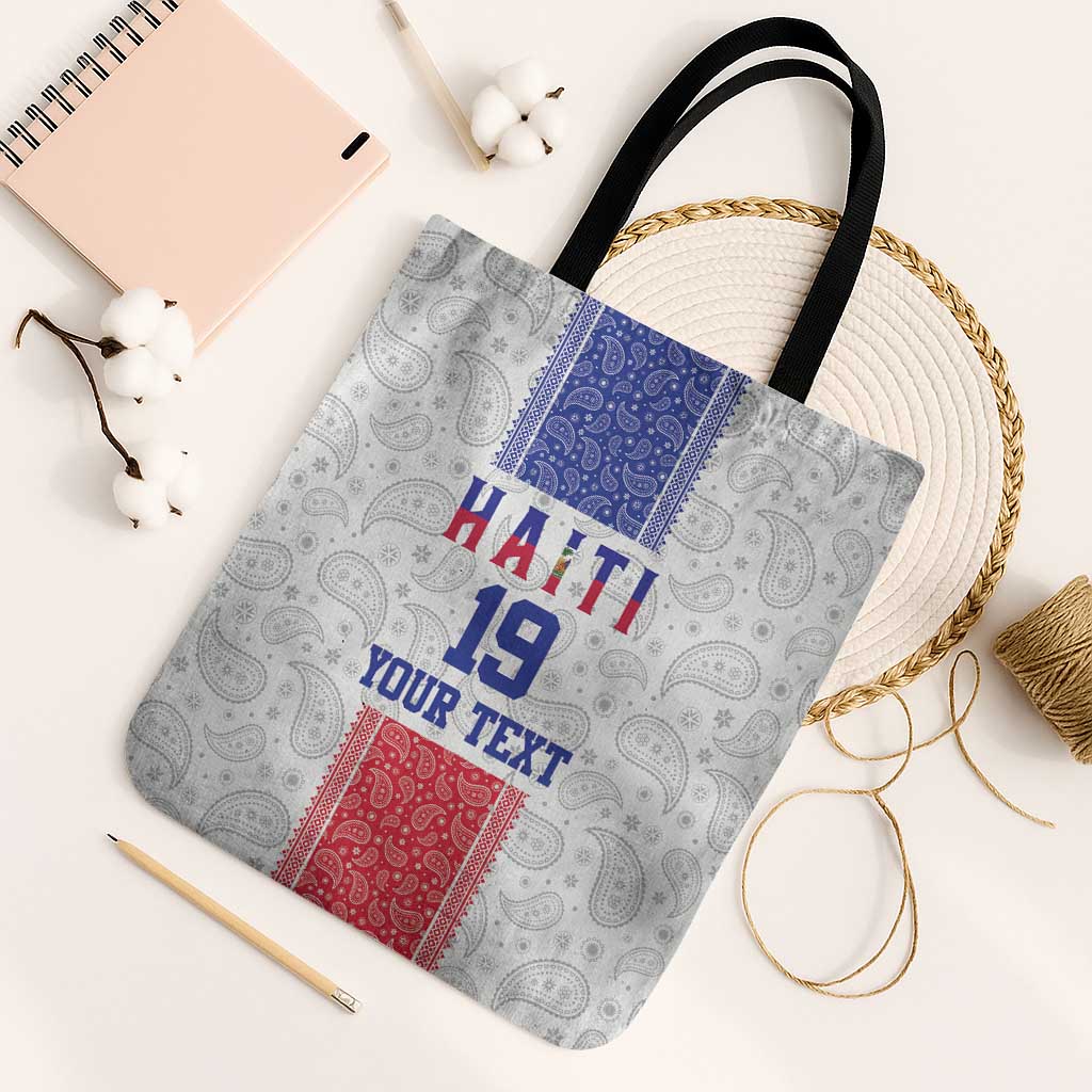 Custom Afro-Haitians Football Tote Bag Paisley Flag Pattern Design