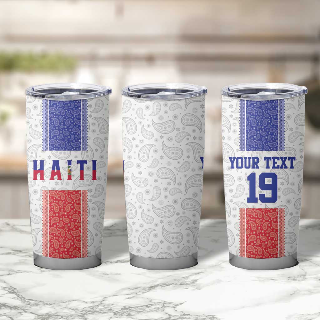 Custom Afro-Haitians Football Tumbler Cup Paisley Flag Pattern Design - African Pride