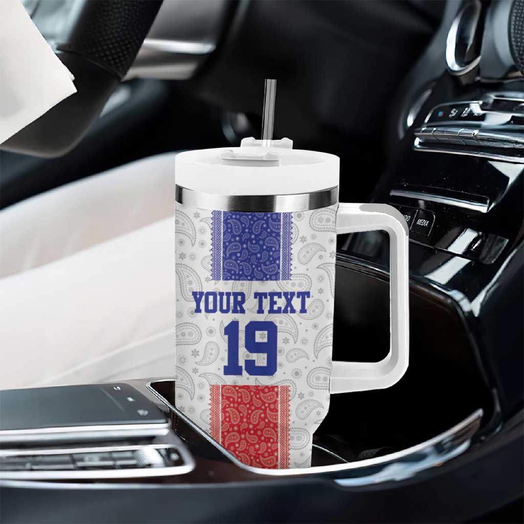 Custom Afro-Haitians Football Tumbler With Handle Paisley Flag Pattern Design - African Pride