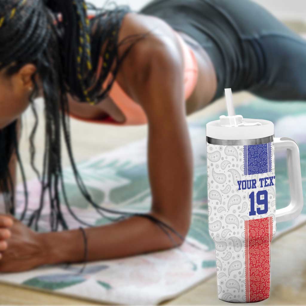 Custom Afro-Haitians Football Tumbler With Handle Paisley Flag Pattern Design - African Pride