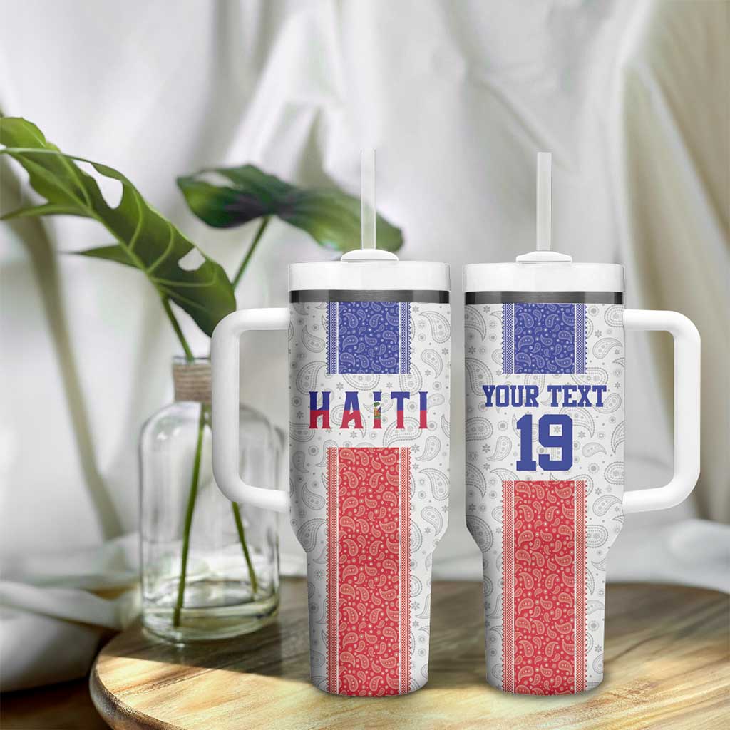 Custom Afro-Haitians Football Tumbler With Handle Paisley Flag Pattern Design - African Pride