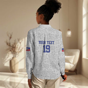 Custom Afro-Haitians Football Women Casual Shirt Paisley Flag Pattern Design - African Pride