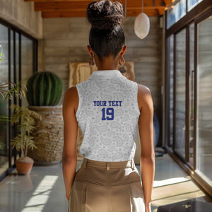Custom Afro-Haitians Football Women Sleeveless Polo Shirt Paisley Flag Pattern Design - African Pride