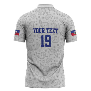 Custom Afro-Haitians Football Zipper Polo Shirt Paisley Flag Pattern Design