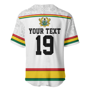 Custom World Football 2026 Ghana Baseball Jersey Black Star Adinkra Heritage White Version