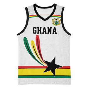 Custom World Football 2026 Ghana Basketball Jersey Black Star Adinkra Heritage White Version