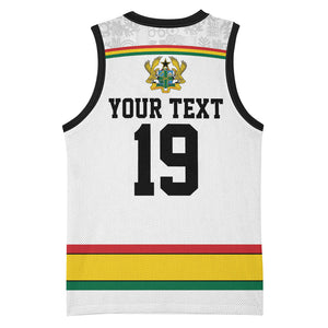 Custom World Football 2026 Ghana Basketball Jersey Black Star Adinkra Heritage White Version