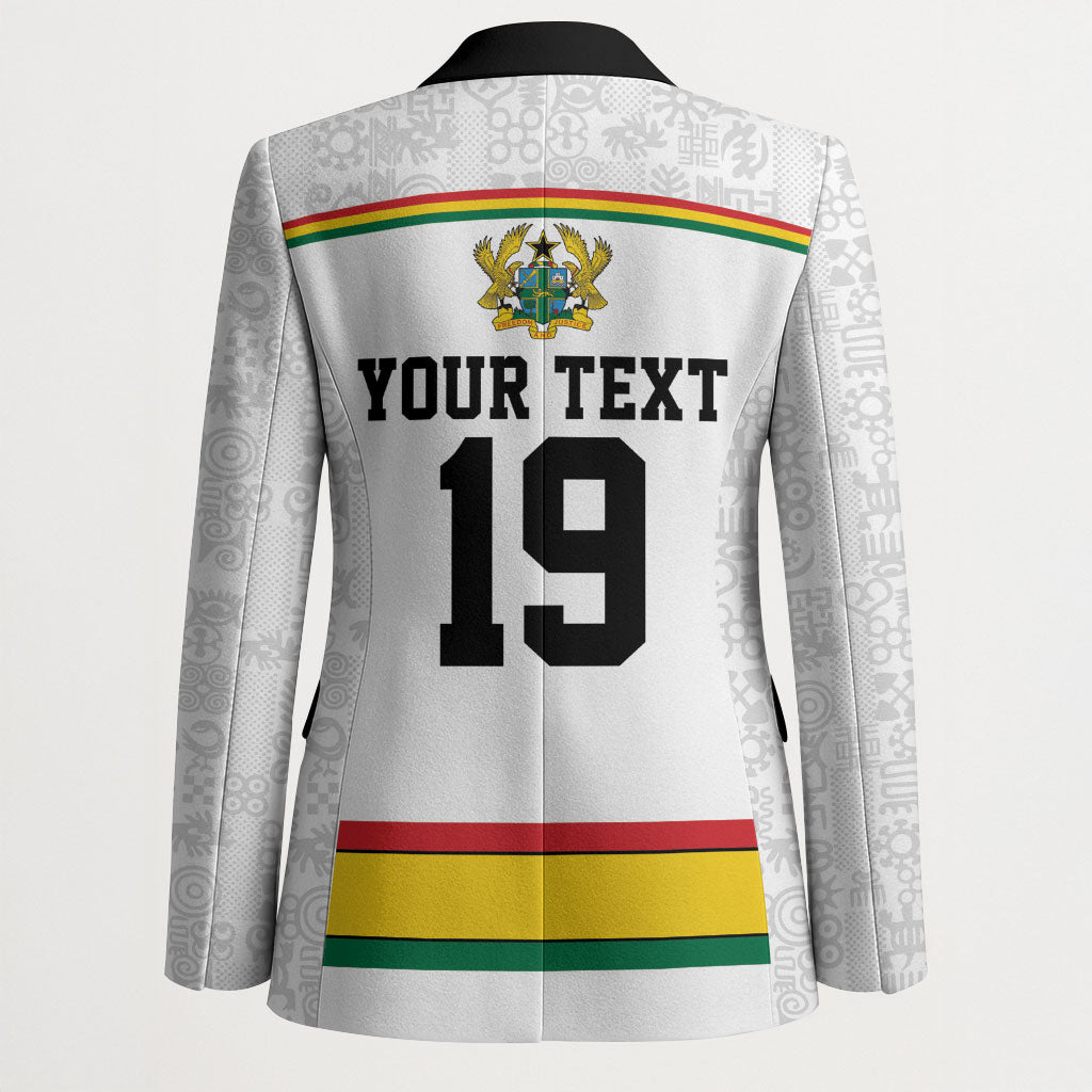Custom World Football 2026 Ghana Blazer Black Star Adinkra Heritage White Version