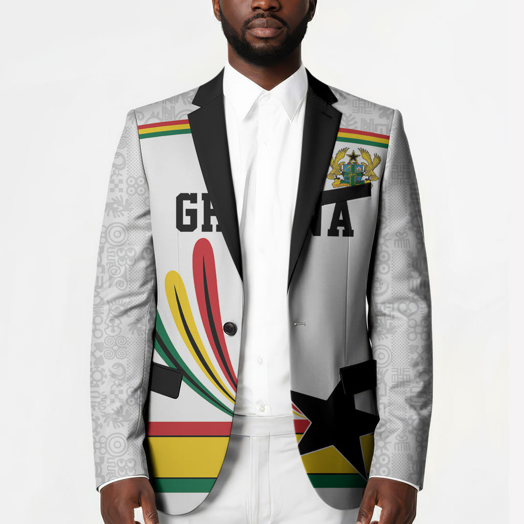 Custom World Football 2026 Ghana Blazer Black Star Adinkra Heritage White Version