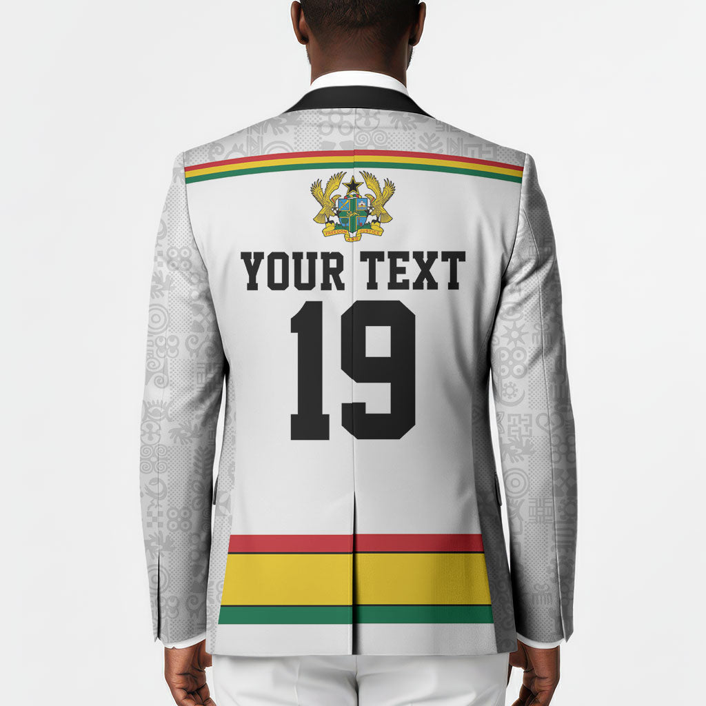 Custom World Football 2026 Ghana Blazer Black Star Adinkra Heritage White Version