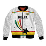 Custom World Football 2026 Ghana Bomber Jacket Black Star Adinkra Heritage White Version