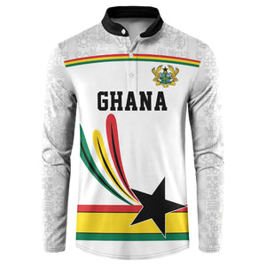 Custom World Football 2026 Ghana Button Sweatshirt Black Star Adinkra Heritage White Version
