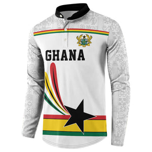 Custom World Football 2026 Ghana Button Sweatshirt Black Star Adinkra Heritage White Version