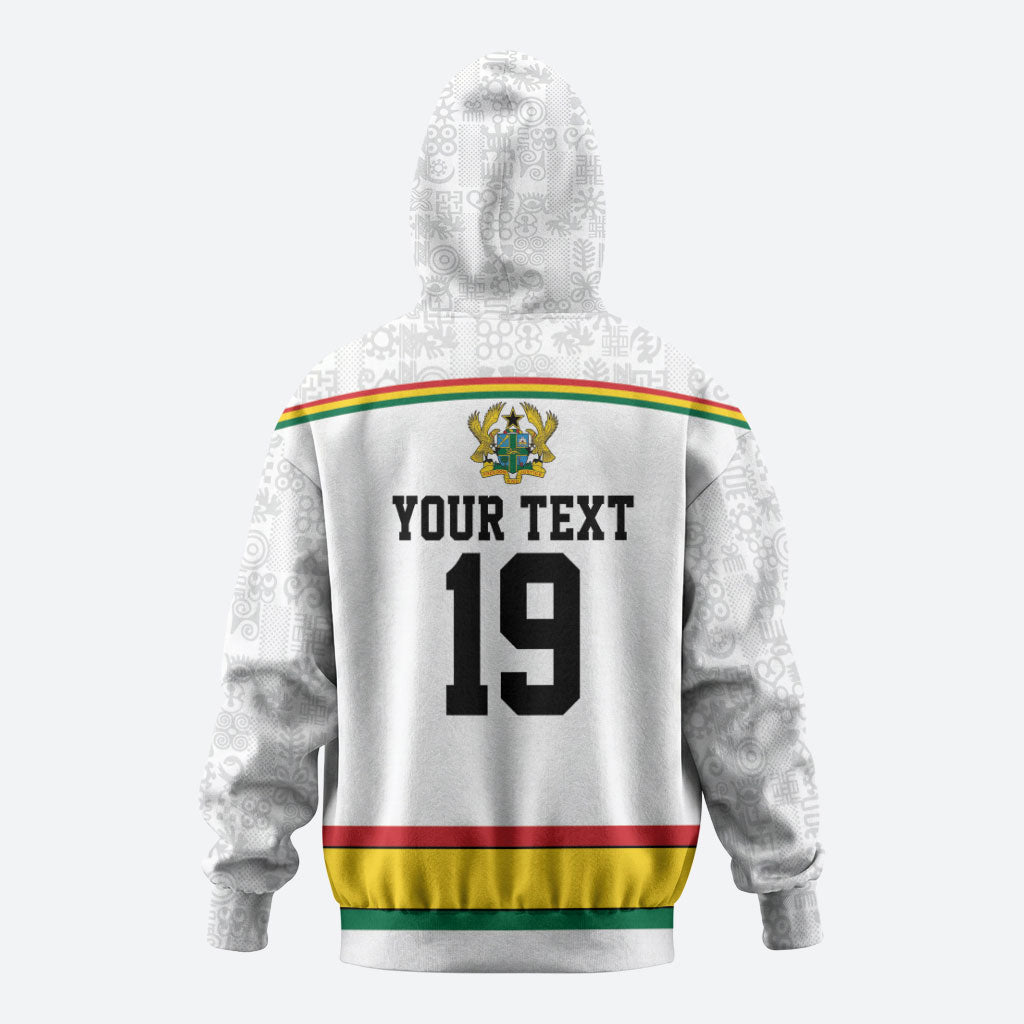 Custom World Football 2026 Ghana Hoodie Black Star Adinkra Heritage White Version