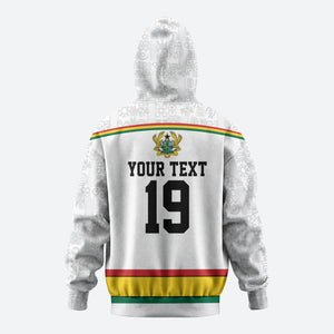 Custom World Football 2026 Ghana Hoodie Black Star Adinkra Heritage White Version