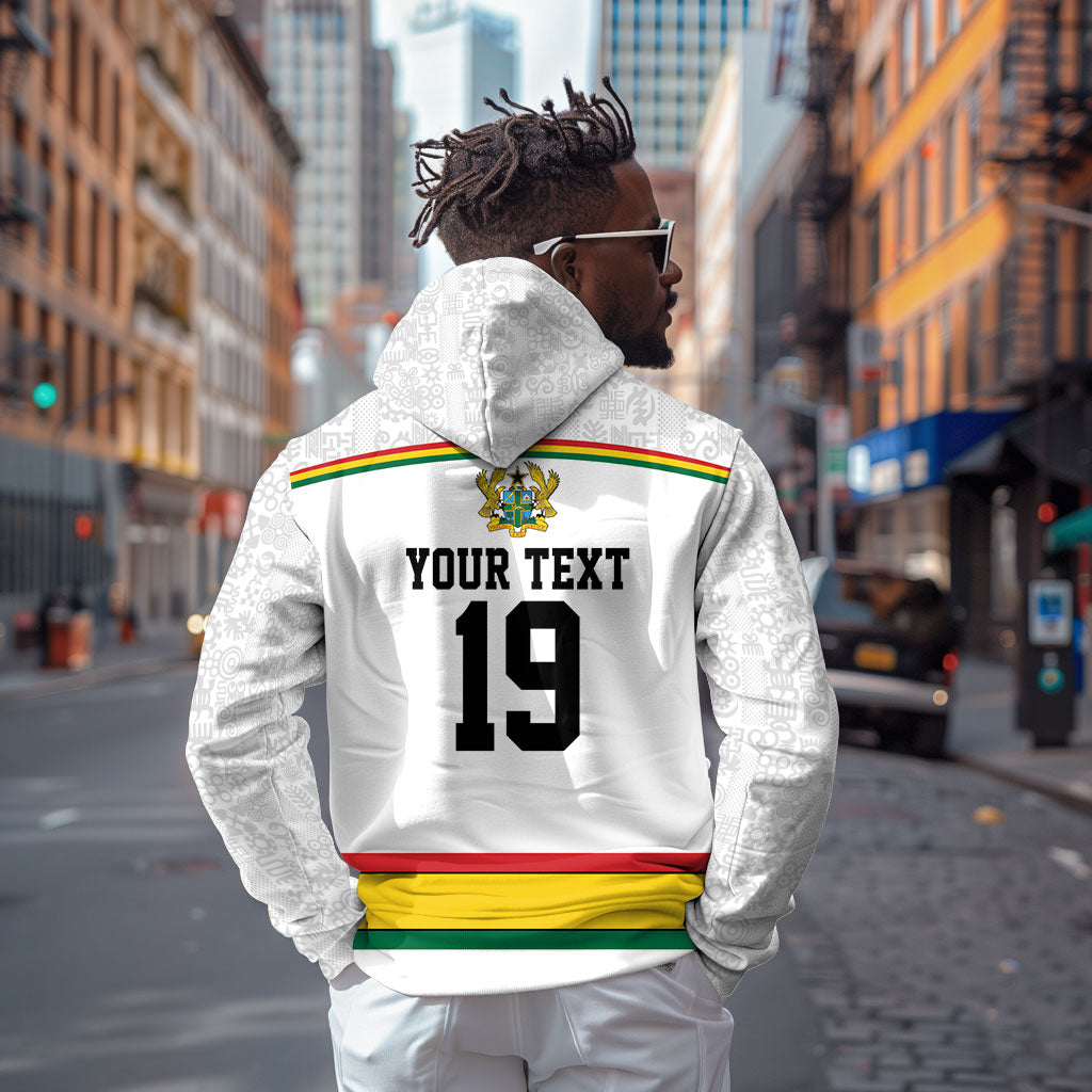 Custom World Football 2026 Ghana Hoodie Black Star Adinkra Heritage White Version