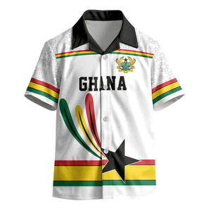Custom World Football 2026 Ghana Kid Hawaiian Shirt Black Star Adinkra Heritage White Version