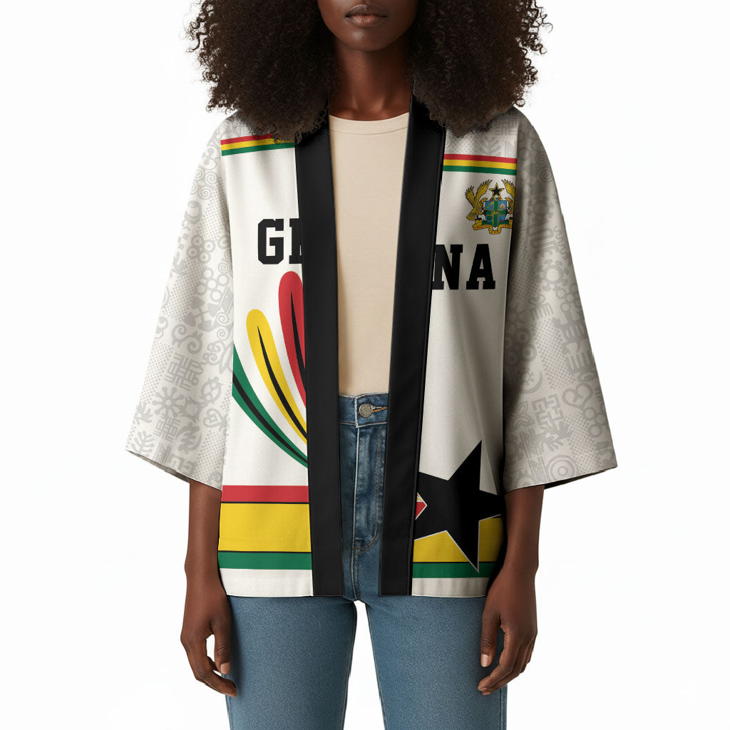 Custom World Football 2026 Ghana Kimono Black Star Adinkra Heritage White Version