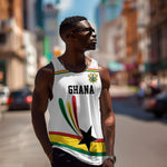 Custom World Football 2026 Ghana Men Tank Top Black Star Adinkra Heritage White Version