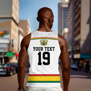 Custom World Football 2026 Ghana Men Tank Top Black Star Adinkra Heritage White Version