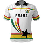 Custom World Football 2026 Ghana Polo Shirt Black Star Adinkra Heritage White Version